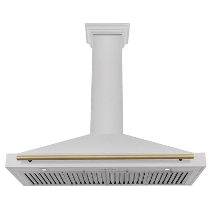 ZLINE Autograph Edition 48 in. Convertible Satin Stainless Steel Wall Mount Range Hood with Champagne Bronze Handle (KB4SNZ-48-CB)