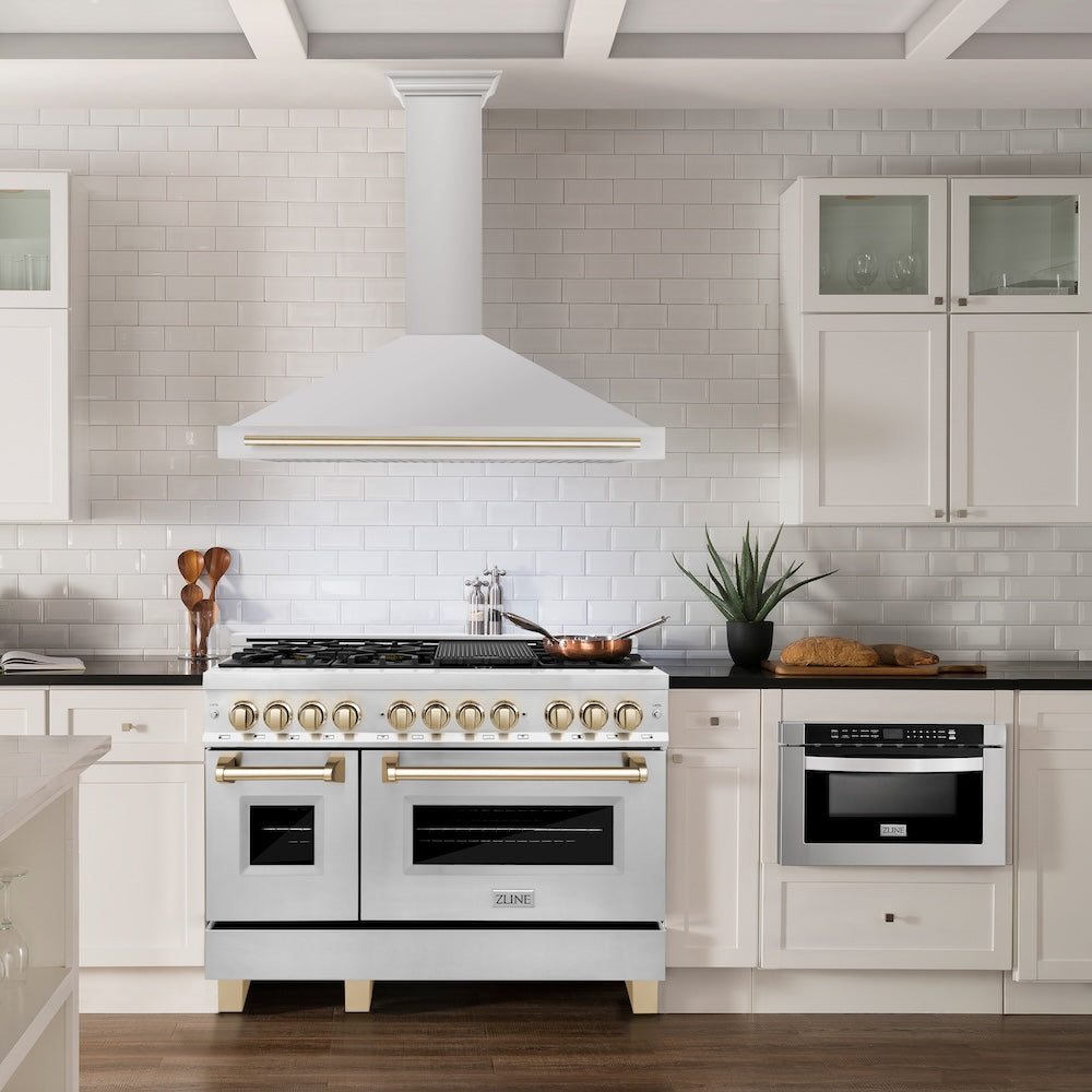 ZLINE Autograph Edition 48 in. Convertible Stainless Steel Range Hood with Stainless Steel Shell and Polished Gold Accents (KB4STZ-48-G)