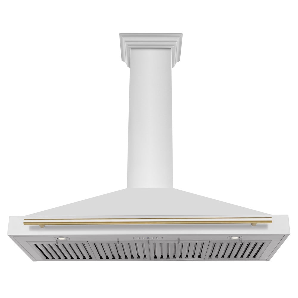 ZLINE Autograph Edition 48 in. Convertible Stainless Steel Range Hood with Stainless Steel Shell and Polished Gold Accents (KB4STZ-48-G)