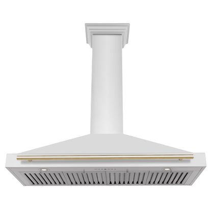 ZLINE Autograph Edition 48 in. Convertible Stainless Steel Range Hood with Stainless Steel Shell and Polished Gold Accents (KB4STZ-48-G)
