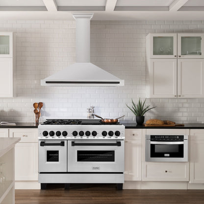ZLINE Autograph Edition 48 in. Convertible Stainless Steel Range Hood with Stainless Steel Shell and Matte Black Accents (KB4STZ-48-MB)