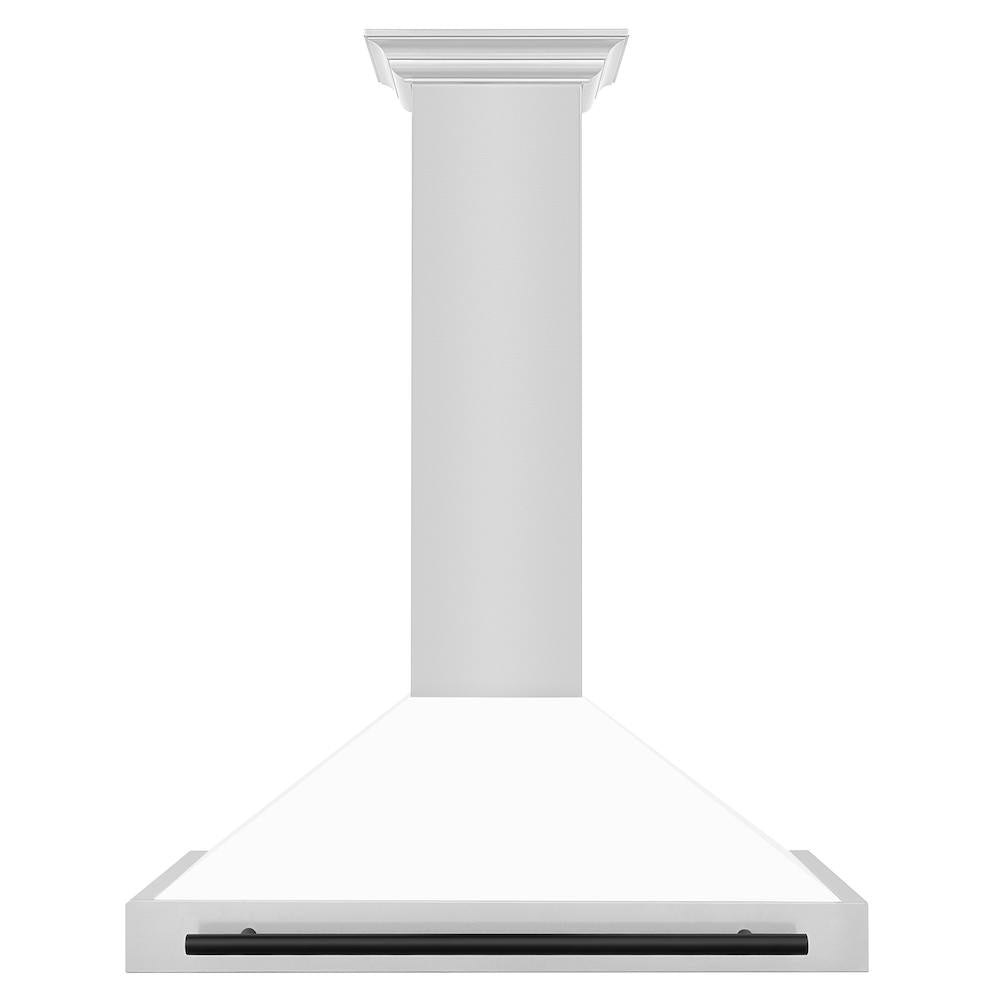 ZLINE Autograph Edition 36 in. Convertible Stainless Steel Range Hood with White Matte Shell and Matte Black Accents (KB4STZ-WM36-MB)