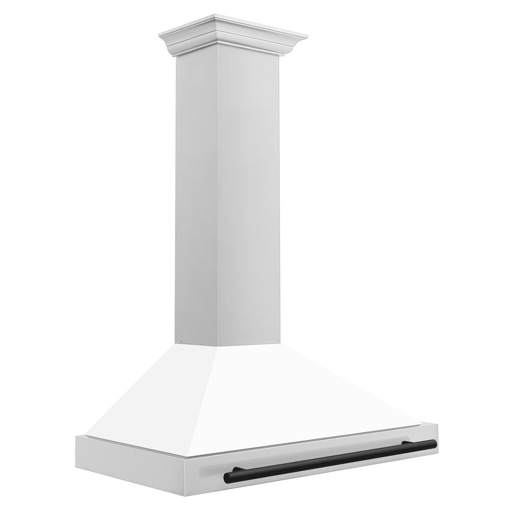 ZLINE Autograph Edition 36 in. Convertible Stainless Steel Range Hood with White Matte Shell and Matte Black Accents (KB4STZ-WM36-MB)