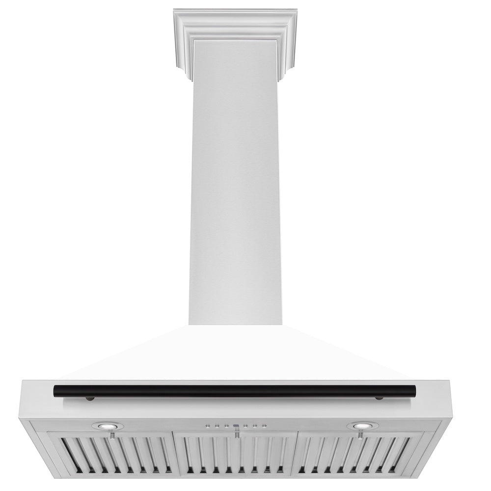 ZLINE Autograph Edition 36 in. Convertible Stainless Steel Range Hood with White Matte Shell and Matte Black Accents (KB4STZ-WM36-MB)