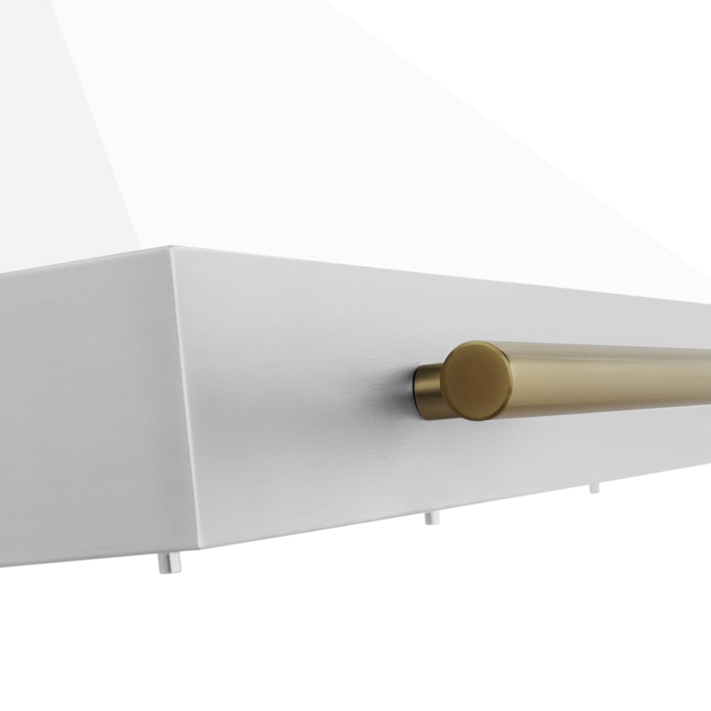 ZLINE Autograph Edition 48 in. Convertible Stainless Steel Range Hood with White Matte Shell and Champagne Bronze Accents (KB4STZ-WM48-CB)