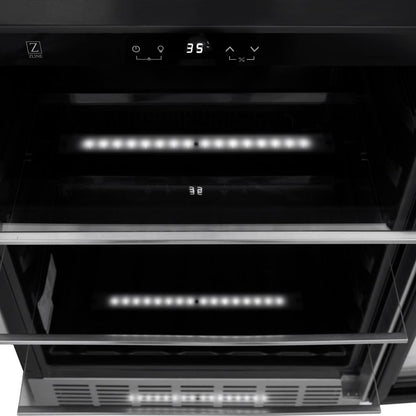 ZLINE Kitchen Package with 36 in. French Door Refrigerator, 36 in. Dual Fuel Range, 36 in. Range Hood, 24 in. Microwave Drawer, 24 in. Tall Tub Dishwasher and 24 in. Beverage Fridge in Stainless Steel (6KPR-RARH36-MWDWV-RBV)