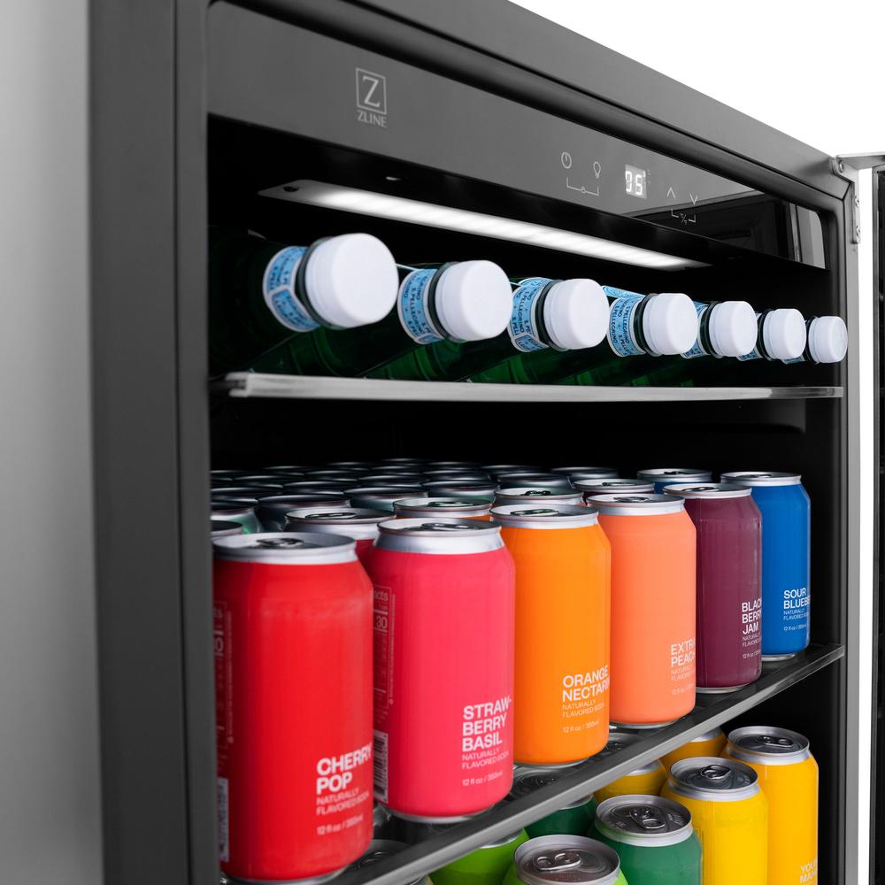 ZLINE Kitchen Package with 36 in. French Door Refrigerator, 36 in. Dual Fuel Range, 36 in. Range Hood, 24 in. Microwave Drawer, 24 in. Tall Tub Dishwasher and 24 in. Beverage Fridge in Stainless Steel (6KPR-RARH36-MWDWV-RBV)
