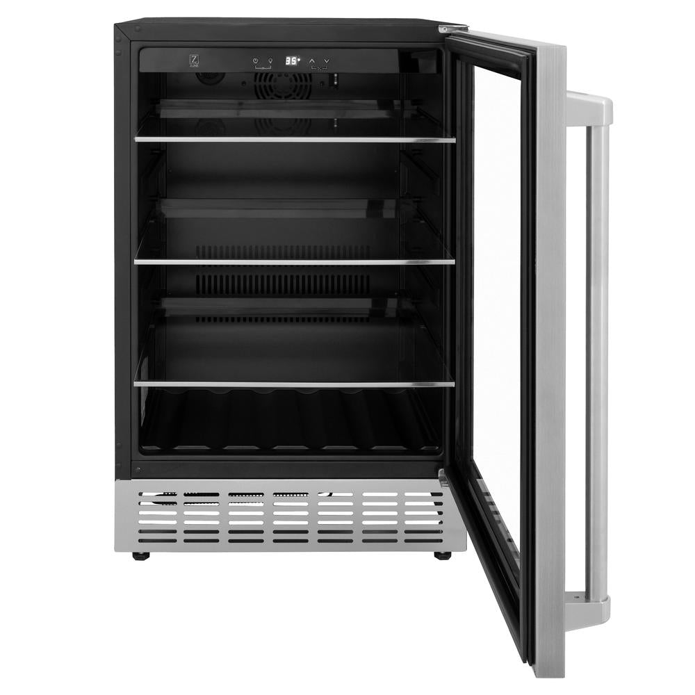 ZLINE Kitchen Package with 36 in. French Door Refrigerator, 48 in. Dual Fuel Range, 48 in. Range Hood, 24 in. Microwave Drawer, 24 in. Tall Tub Dishwasher and 24 in. Beverage Fridge in Stainless Steel (6KPR-RARH48-MWDWV-RBV)