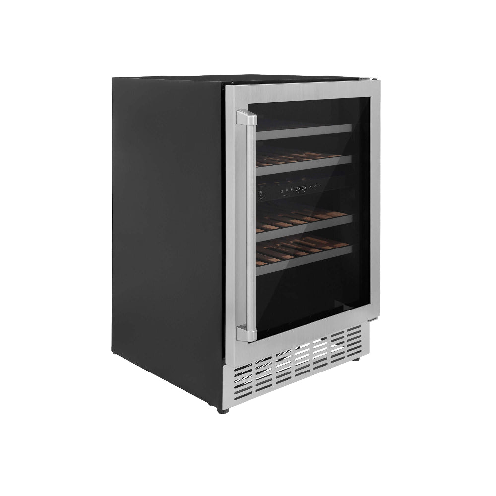 ZLINE Kitchen Package with Refrigerator, 36 in. Stainless Steel Gas Range, 36 in. Range Hood, Microwave Drawer, 24 in. Tall Tub Dishwasher and Wine Cooler (6KPR-SGRRH36-MWDWV-RWV)