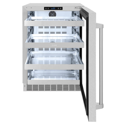 ZLINE 24 in. Touchstone 151 Can Beverage Fridge With Satin Stainless Steel Glass Door (RBSO-SN-24)