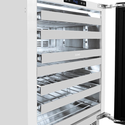 ZLINE 24 in. Touchstone Dual Zone 44 Bottle Wine Cooler with Satin Stainless Steel Glass Door (RWDO-SN-24)