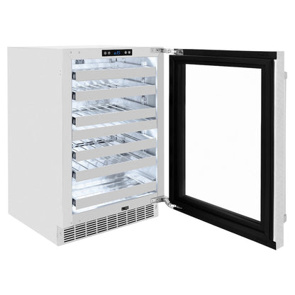 ZLINE 24 in. Touchstone Dual Zone 44 Bottle Wine Cooler with Satin Stainless Steel Glass Door (RWDO-SN-24)