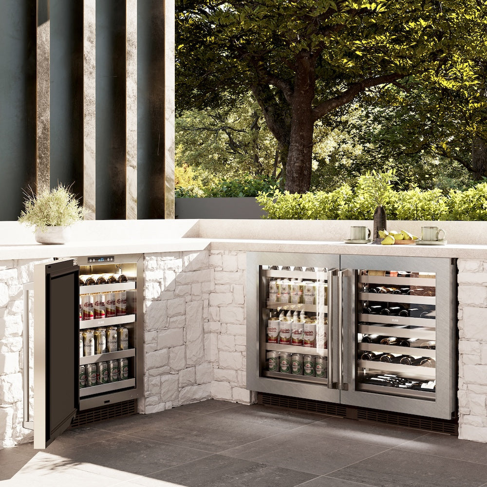 ZLINE 24 in. Touchstone Dual Zone 44 Bottle Wine Cooler with Satin Stainless Steel Glass Door (RWDO-SN-24)