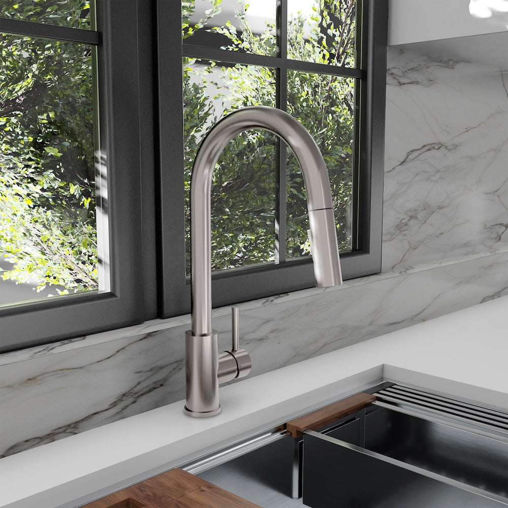 ZLINE Palisades Pull Down Single Handle Kitchen Faucet in Brushed Nickel (RBCN1-KF-BN)