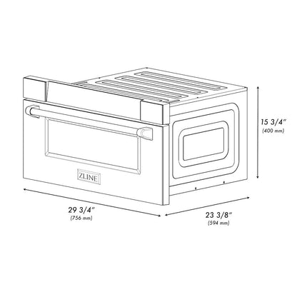 ZLINE Autograph Edition 30 in. 1.2 cu. ft. Built-In Microwave Drawer in Satin Stainless Steel with Polished Gold Accents (MWDZ-30-SS-G)