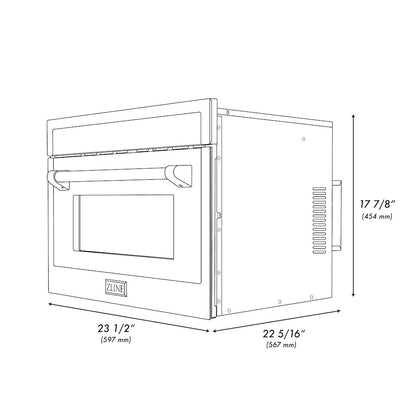 ZLINE Autograph Edition 24 in. 1.6 cu ft. Built-in Convection Microwave Oven in Satin Stainless Steel with Polished Gold Accents (MWOZ-24-SS-G)