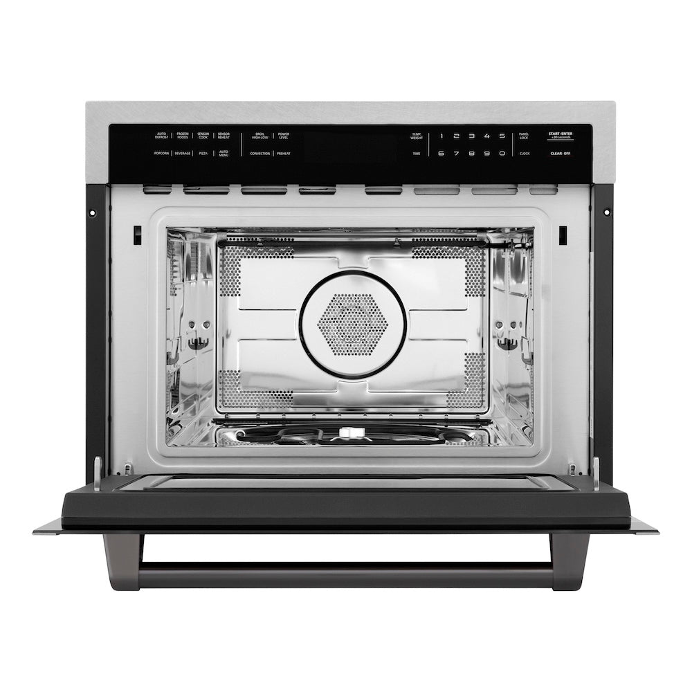ZLINE Autograph Edition 24 in. 1.6 cu ft. Built-in Convection Microwave Oven in Satin Stainless Steel with Matte Black Accents (MWOZ-24-SS-MB)