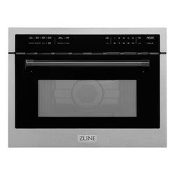 ZLINE Autograph Edition 24 in. 1.6 cu ft. Built-in Convection Microwave Oven in Satin Stainless Steel with Matte Black Accents (MWOZ-24-SS-MB)
