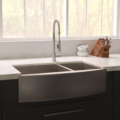ZLINE 36 in. Courchevel Farmhouse Apron Mount Double Bowl Satin Stainless Steel Kitchen Sink with Bottom Grid (SA60D-36S)