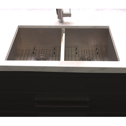 ZLINE 33 in. Anton Undermount Double Bowl Satin Stainless Steel Kitchen Sink with Bottom Grid (SR50D-33S)