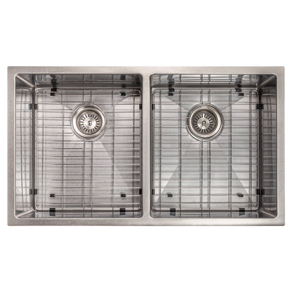 ZLINE 33 in. Anton Undermount Double Bowl Satin Stainless Steel Kitchen Sink with Bottom Grid (SR50D-33S)