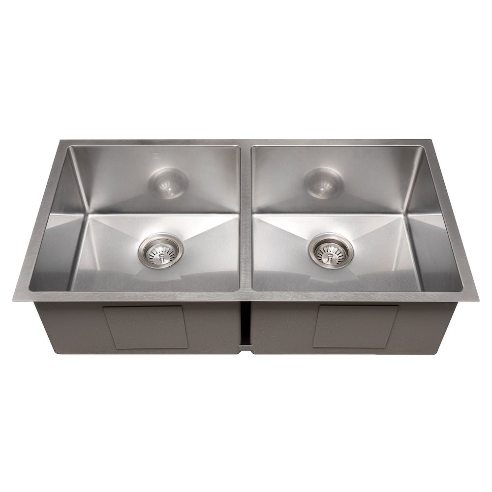 ZLINE 36 in. Anton Undermount Double Bowl Satin Stainless Steel Kitchen Sink with Bottom Grid (SR50D-36S)