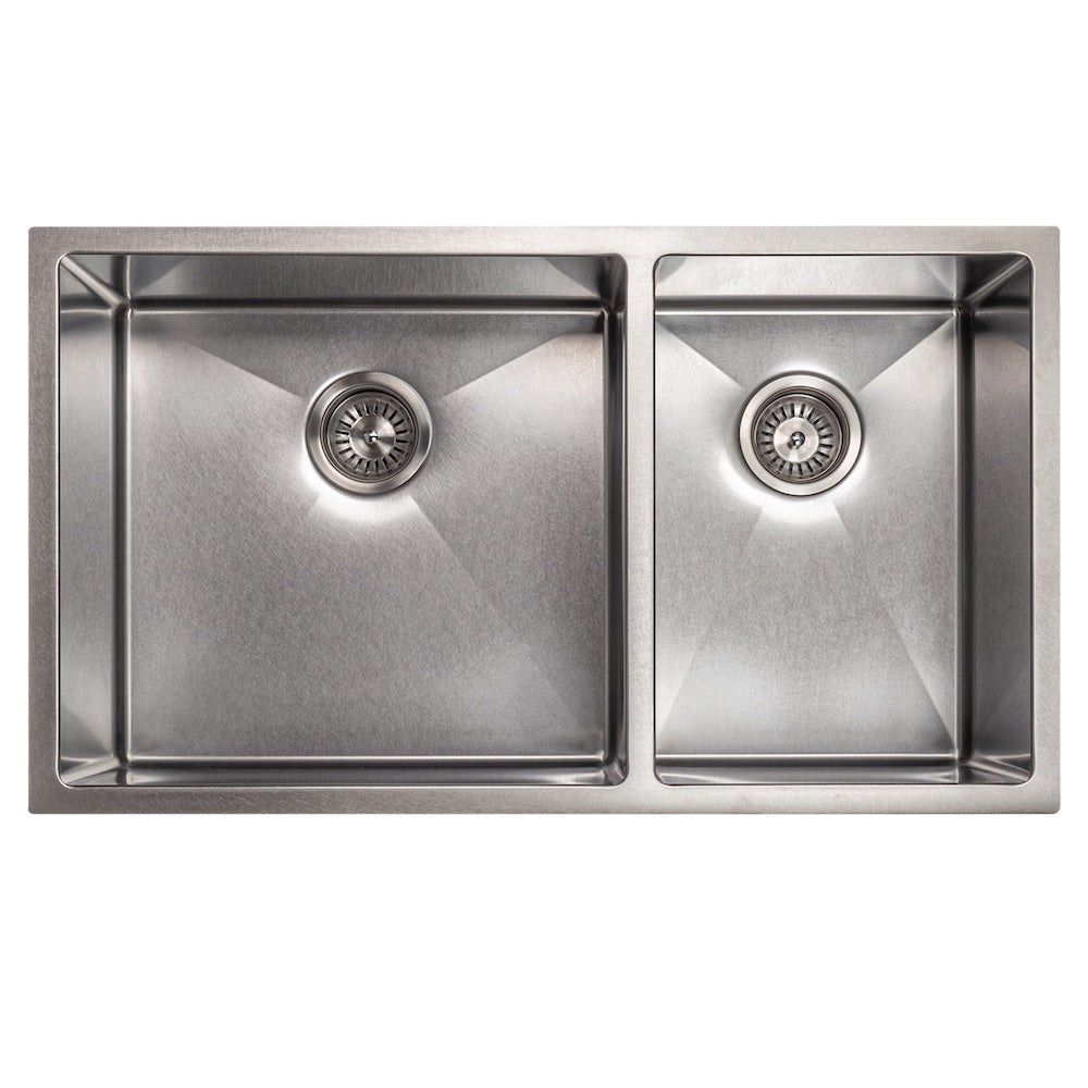 ZLINE 33 in. Chamonix Undermount Double Bowl Satin Stainless Steel Kitchen Sink with Bottom Grid (SR60D-33S)