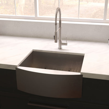 ZLINE 33 in. Vail Farmhouse Apron Mount Single Bowl Satin Stainless Steel Kitchen Sink with Bottom Grid (SAS-33S)