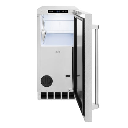ZLINE 15 in. Touchstone Gourmet Ice Maker with Drain Pump and Satin Stainless Steel Door (IGMD-SN-15)