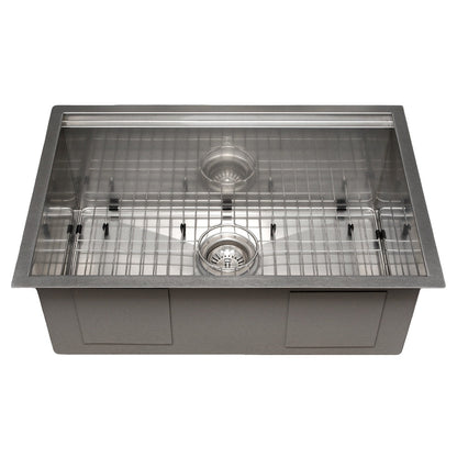 ZLINE 27 in. Garmisch Undermount Single Bowl Satin Stainless Steel Kitchen Sink with Bottom Grid and Accessories (SLS-27S)
