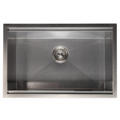 ZLINE 27 in. Garmisch Undermount Single Bowl Satin Stainless Steel Kitchen Sink with Bottom Grid and Accessories (SLS-27S)