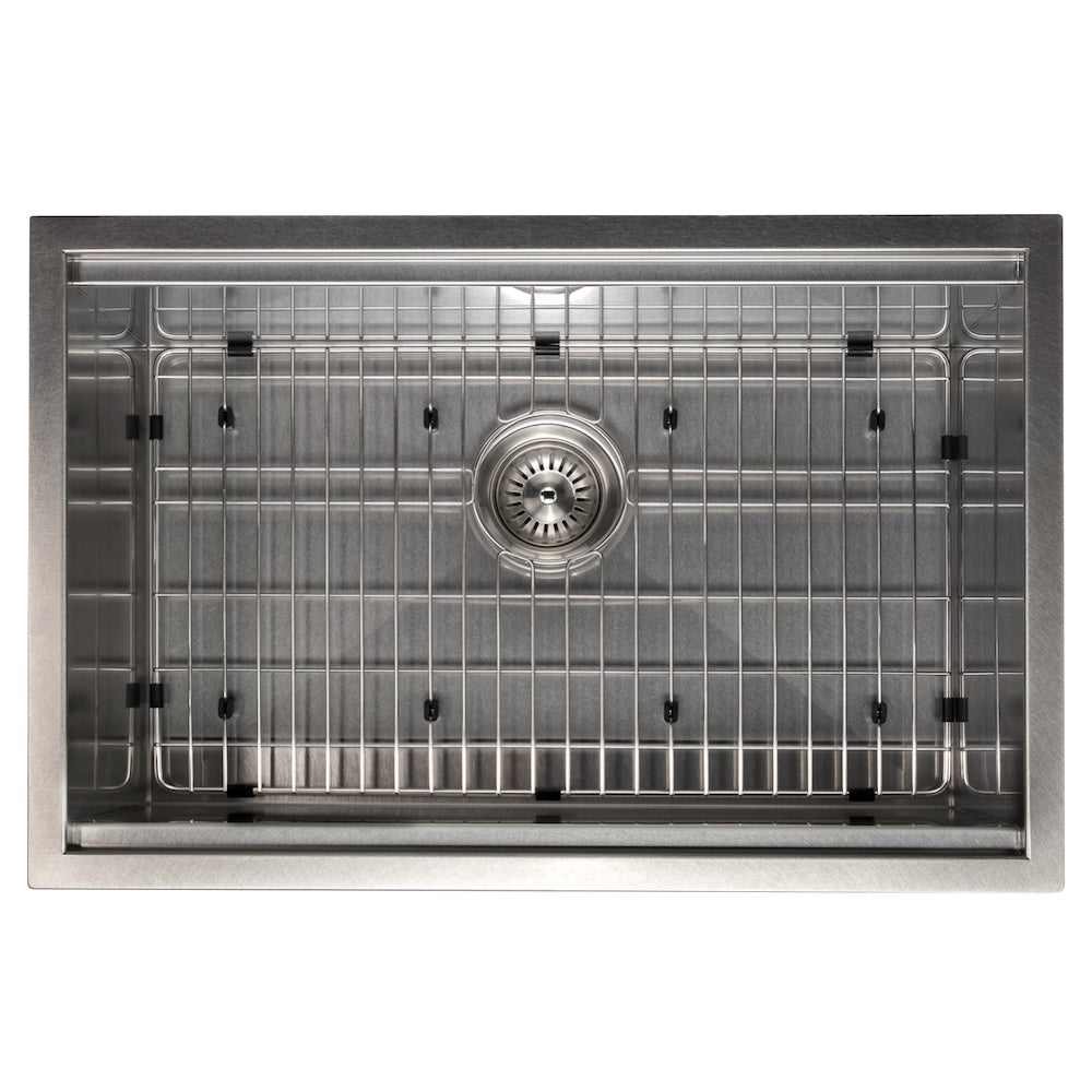 ZLINE 27 in. Garmisch Undermount Single Bowl Satin Stainless Steel Kitchen Sink with Bottom Grid and Accessories (SLS-27S)