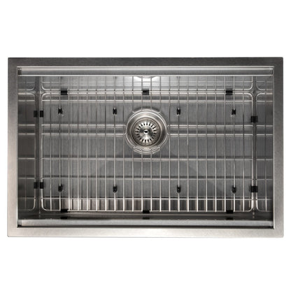 ZLINE 27 in. Garmisch Undermount Single Bowl Satin Stainless Steel Kitchen Sink with Bottom Grid and Accessories (SLS-27S)