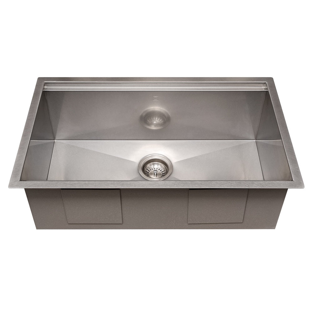 ZLINE 30 in. Garmisch Undermount Single Bowl Satin Stainless Steel Kitchen Sink with Bottom Grid and Accessories (SLS-30S)