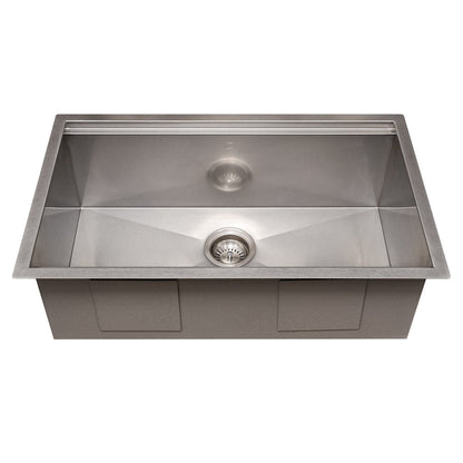 ZLINE 30 in. Garmisch Undermount Single Bowl Satin Stainless Steel Kitchen Sink with Bottom Grid and Accessories (SLS-30S)