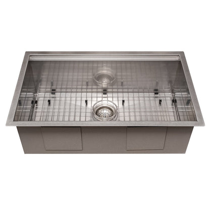 ZLINE 30 in. Garmisch Undermount Single Bowl Satin Stainless Steel Kitchen Sink with Bottom Grid and Accessories (SLS-30S)