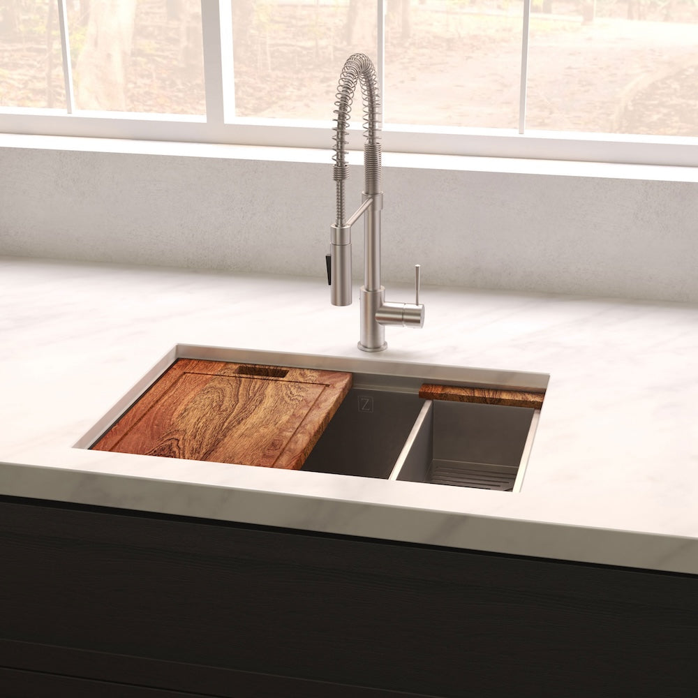 ZLINE 30 in. Garmisch Undermount Single Bowl Satin Stainless Steel Kitchen Sink with Bottom Grid and Accessories (SLS-30S)