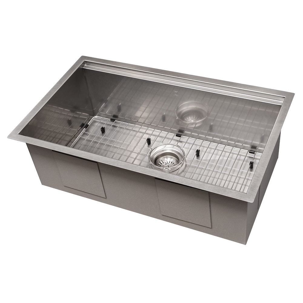ZLINE 30 in. Garmisch Undermount Single Bowl Satin Stainless Steel Kitchen Sink with Bottom Grid and Accessories (SLS-30S)