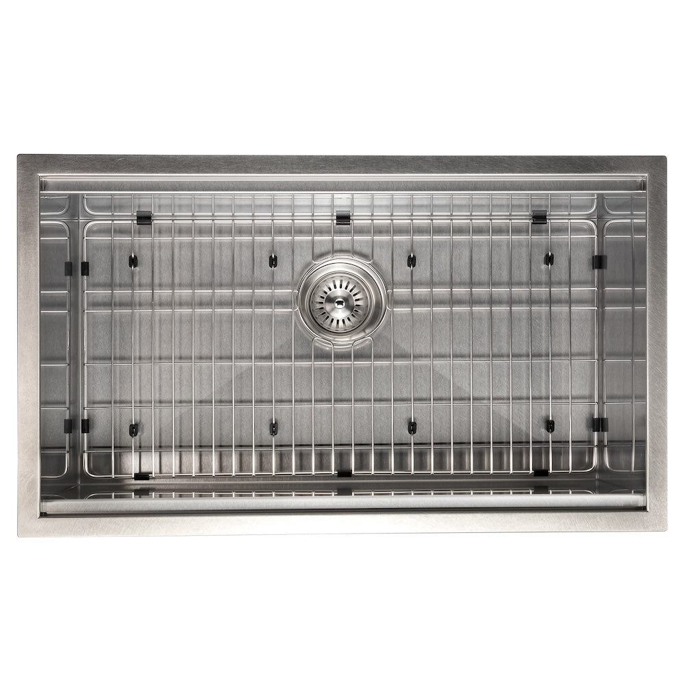 ZLINE 30 in. Garmisch Undermount Single Bowl Satin Stainless Steel Kitchen Sink with Bottom Grid and Accessories (SLS-30S)