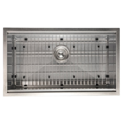 ZLINE 33 in. Garmisch Undermount Single Bowl Satin Stainless Steel Kitchen Sink with Bottom Grid and Accessories (SLS-33S)