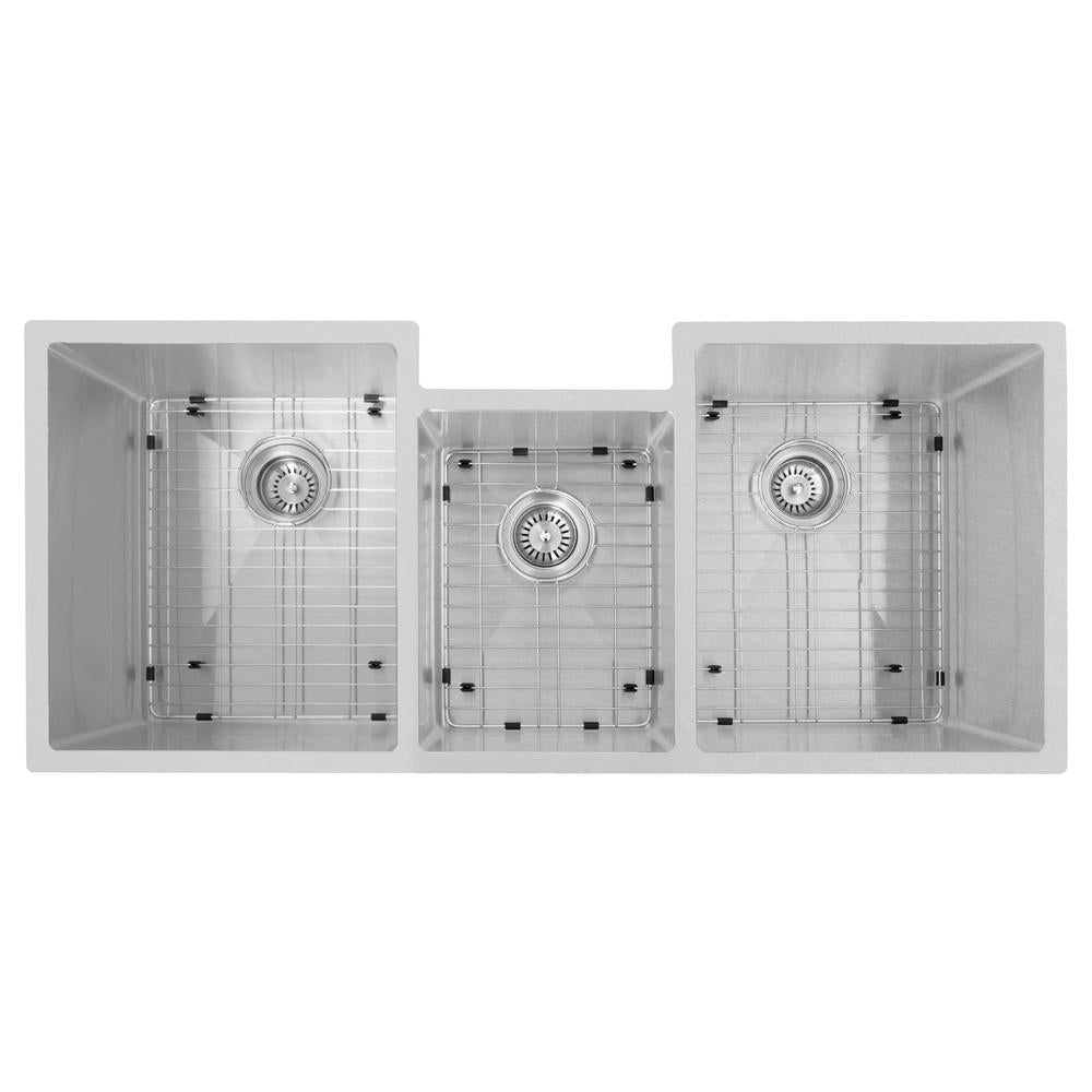 ZLINE 45 in. Breckenridge Undermount Triple Bowl Satin Stainless Steel Kitchen Sink with Bottom Grid (SLT-45S)