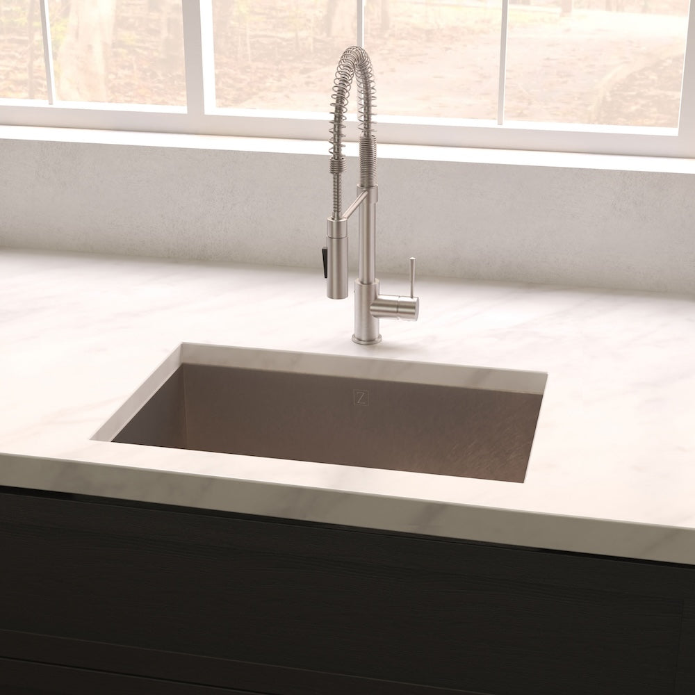 ZLINE 27 in. Meribel Undermount Single Bowl Satin Stainless Steel Kitchen Sink with Bottom Grid (SRS-27S)