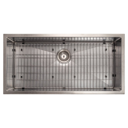 ZLINE 36 in. Meribel Undermount Single Bowl Satin Stainless Steel Kitchen Sink with Bottom Grid (SRS-36S)