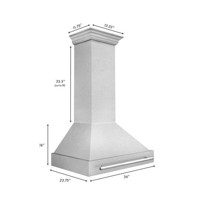 ZLINE 36 in. Satin Stainless Steel Wall Mount Range Hood with Stainless Steel Handle (8654SNX-36)