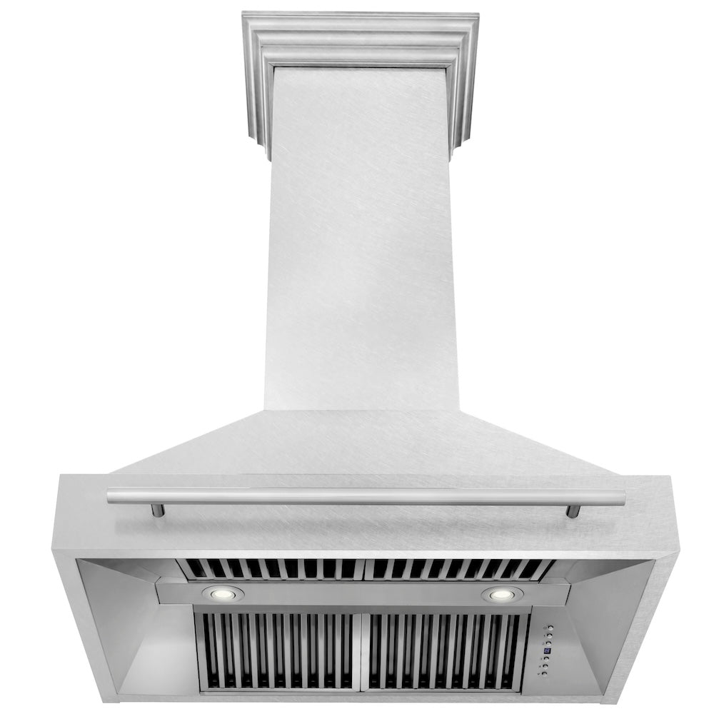 ZLINE 36 in. Satin Stainless Steel Wall Mount Range Hood with Stainless Steel Handle (8654SNX-36)