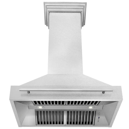 ZLINE 36 in. Satin Stainless Steel Wall Mount Range Hood with Stainless Steel Handle (8654SNX-36)
