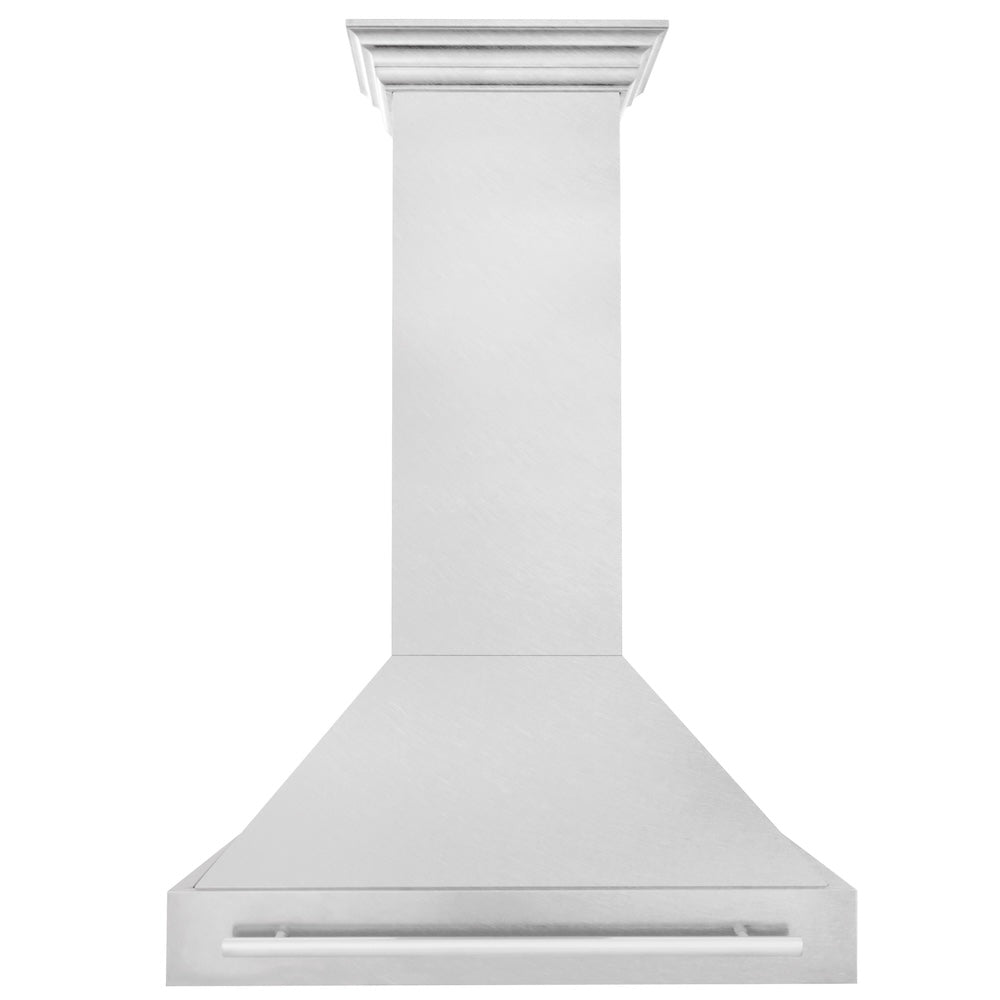 ZLINE 36 in. Satin Stainless Steel Wall Mount Range Hood with Stainless Steel Handle (8654SNX-36)