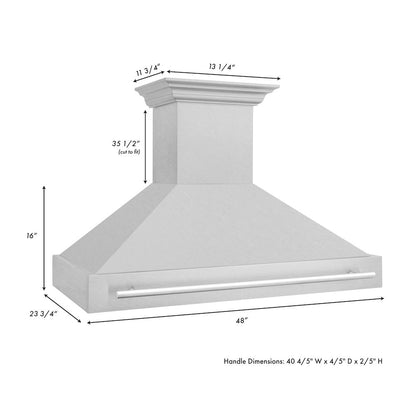 ZLINE 48 in. Satin Stainless Steel Wall Mount Range Hood with Stainless Steel Handle (8654SNX-48)