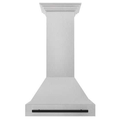 ZLINE Autograph Edition 30 in. Satin Stainless Steel Wall Mount Range Hood with Matte Black Handle (8654SNZ-30-MB)