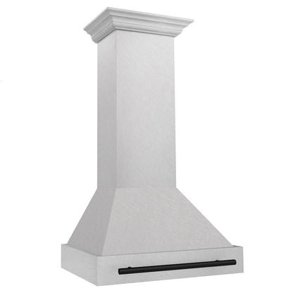 ZLINE Autograph Edition 30 in. Satin Stainless Steel Wall Mount Range Hood with Matte Black Handle (8654SNZ-30-MB)